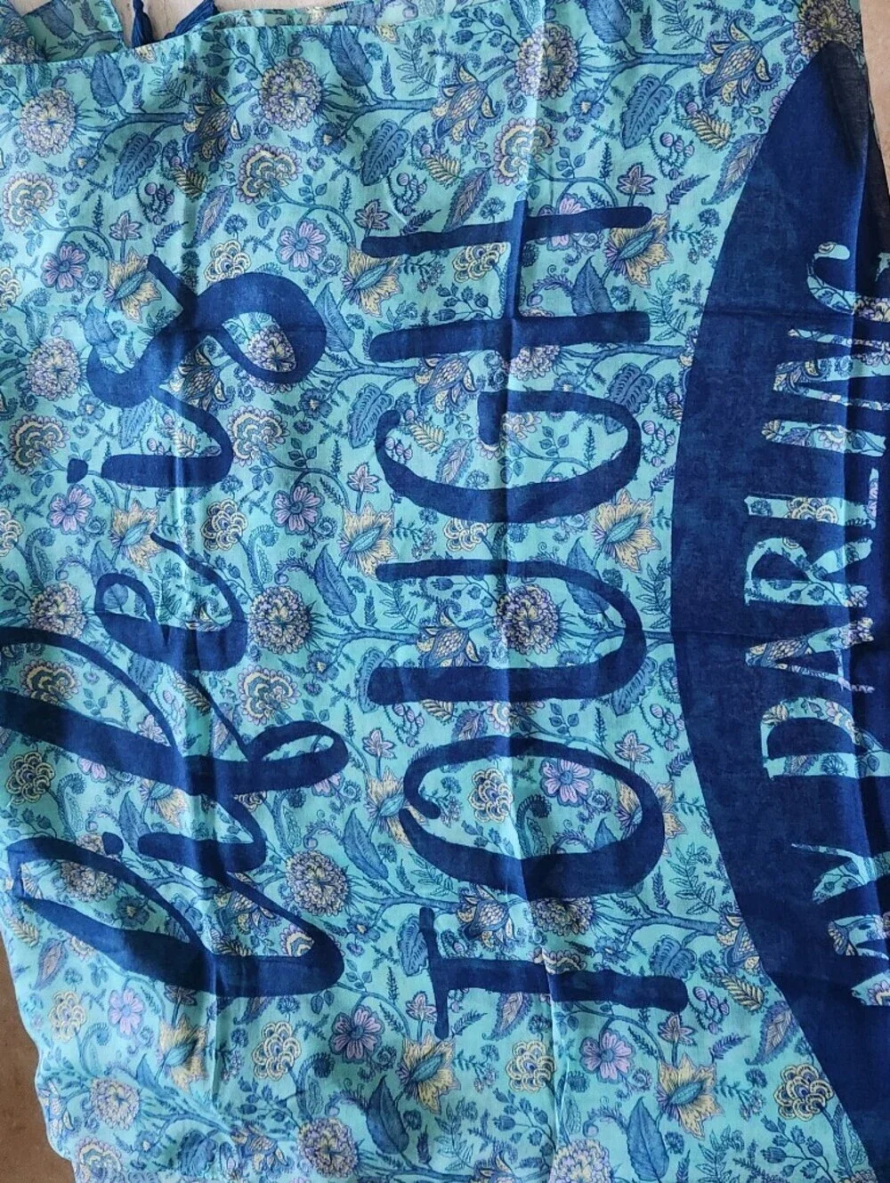 Lightweight Blue Mantra Floral Scarf - Women's Accessory